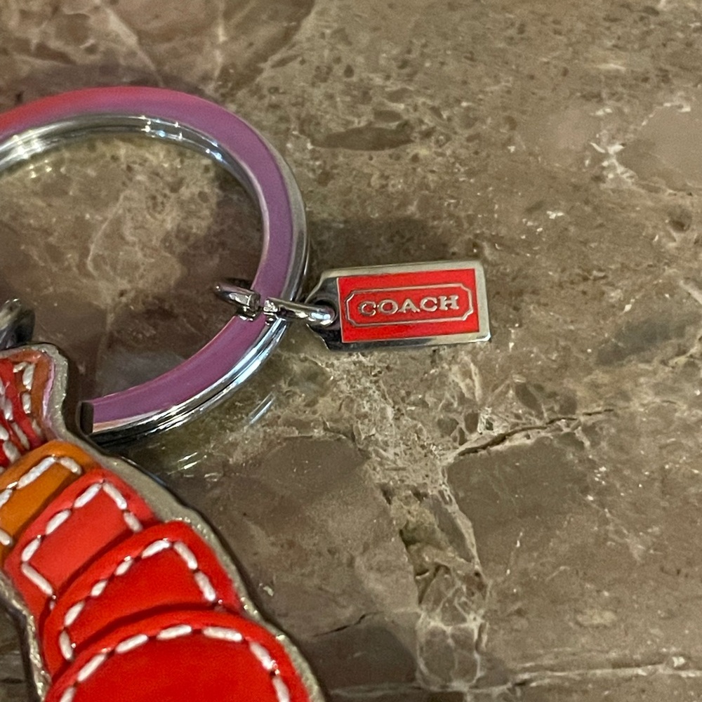 COACH HTF Patent Leather Red Lobster Key Fob Bag Charm Keychain - Picture 3 of 12